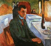 Self Portrait with a Wine Bottle Edvard Munch